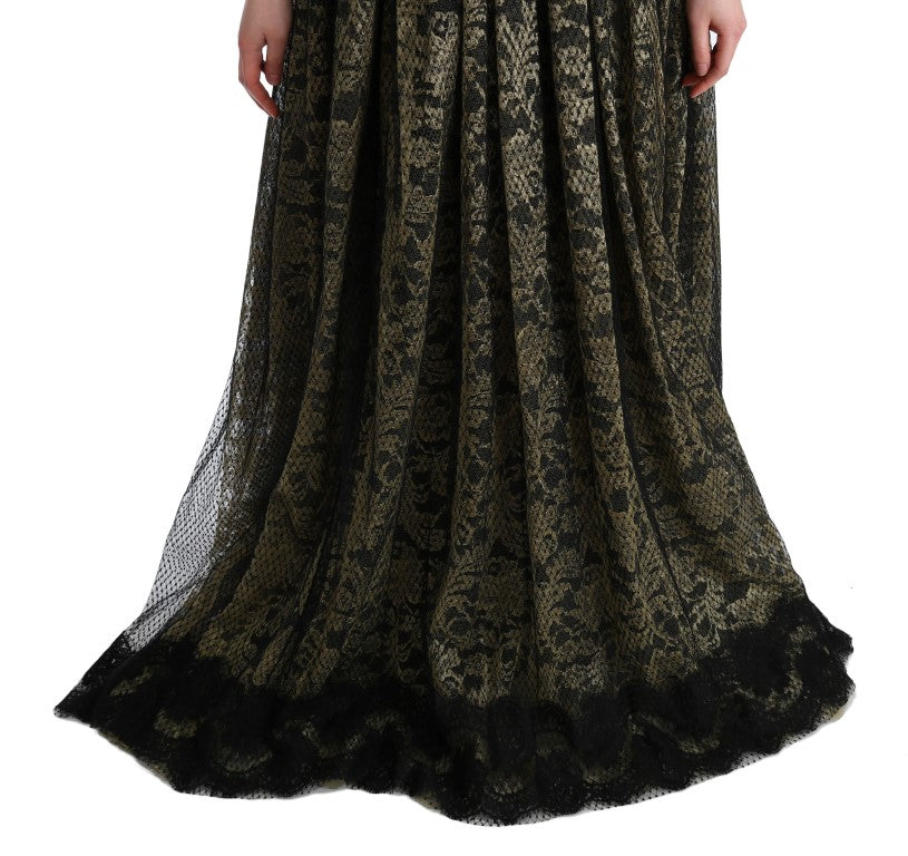 Dolce & Gabbana Sunflower Lace Crystal Maxi Shift Dress Dolce & Gabbana