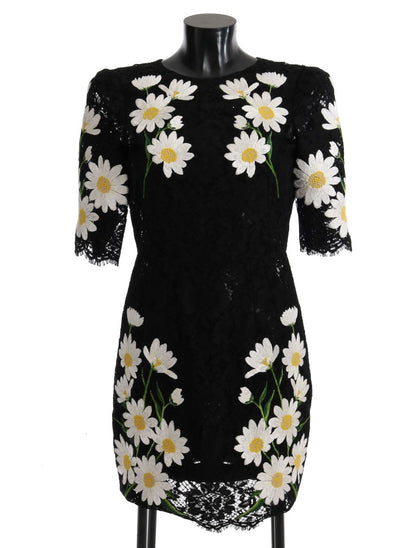 Dolce & Gabbana Black Floral Lace Chamomile Embroidered Dress Dolce & Gabbana