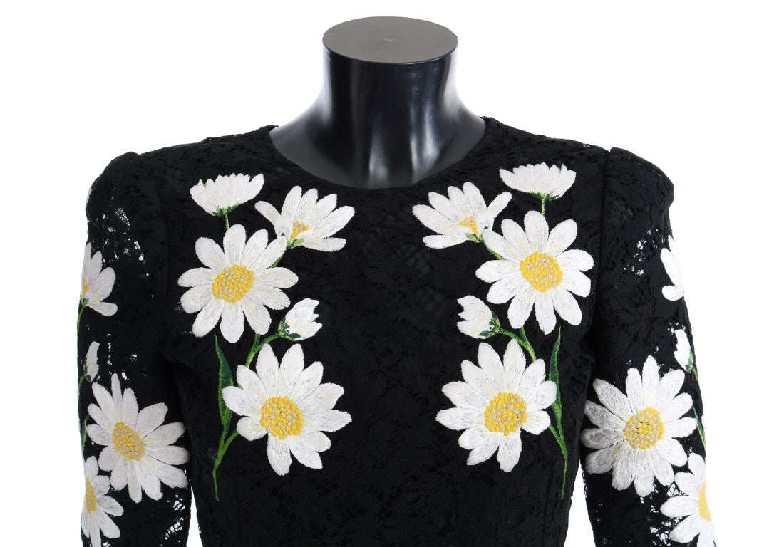 Dolce & Gabbana Black Floral Lace Chamomile Embroidered Dress Dolce & Gabbana