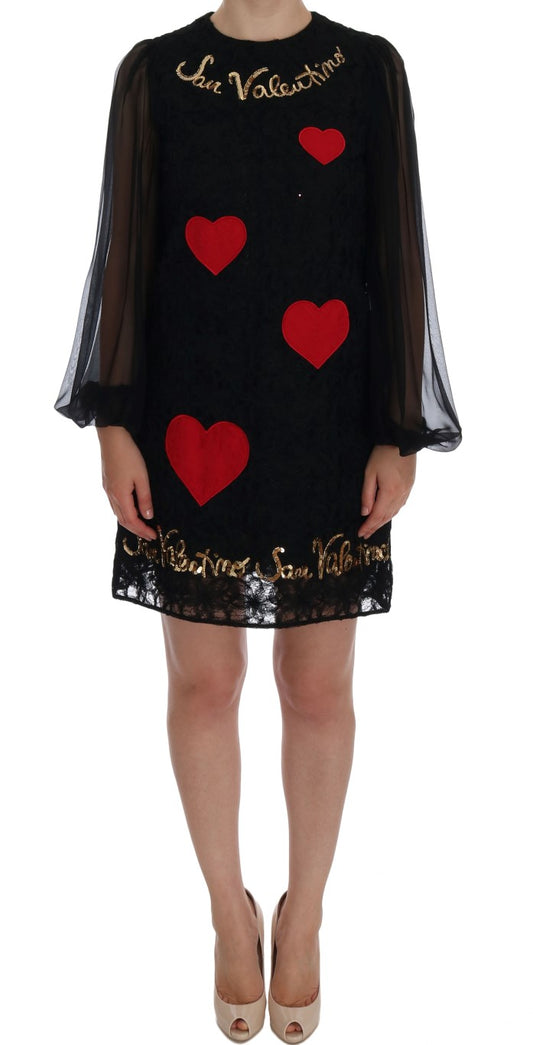 Dolce & Gabbana Black Lace Sequined Shift Dress Dolce & Gabbana