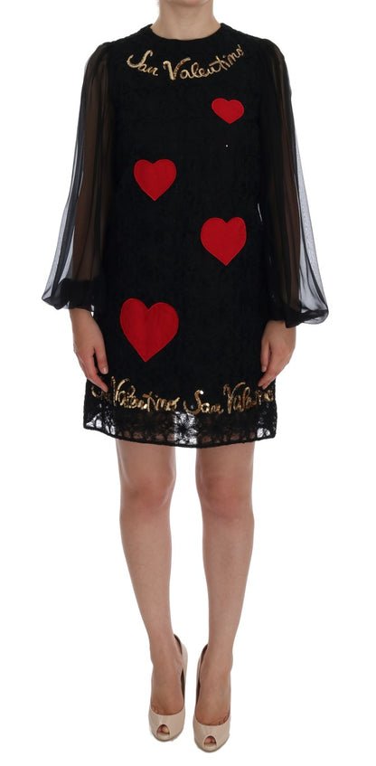 Dolce & Gabbana Black Lace Sequined Shift Dress Dolce & Gabbana