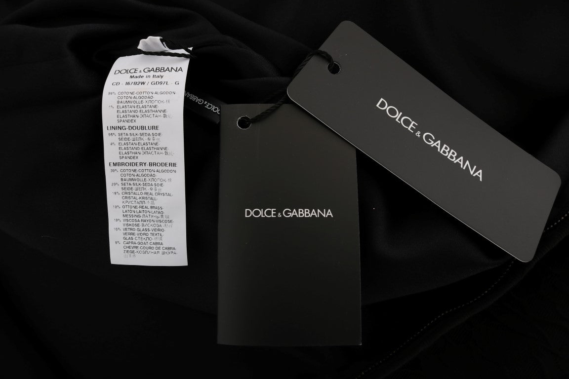 Dolce & Gabbana Black Crystal-Embellished Stretch Mini Dress Dolce & Gabbana