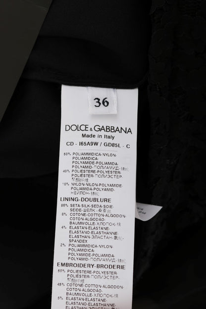 Dolce & Gabbana Elegant Black Lace Heart Applique Shift Dress Dolce & Gabbana