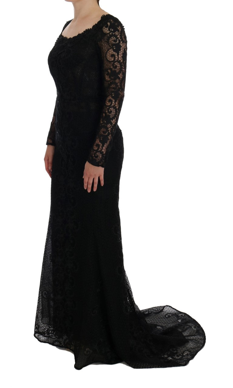 Dolce & Gabbana Elegant Full Length Black Sheath Maxi Dress Dolce & Gabbana