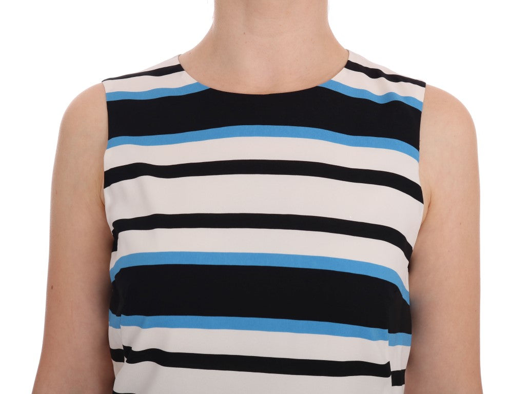 Dolce & Gabbana Elegant Sleeveless Striped Silk Shift Dress Dolce & Gabbana