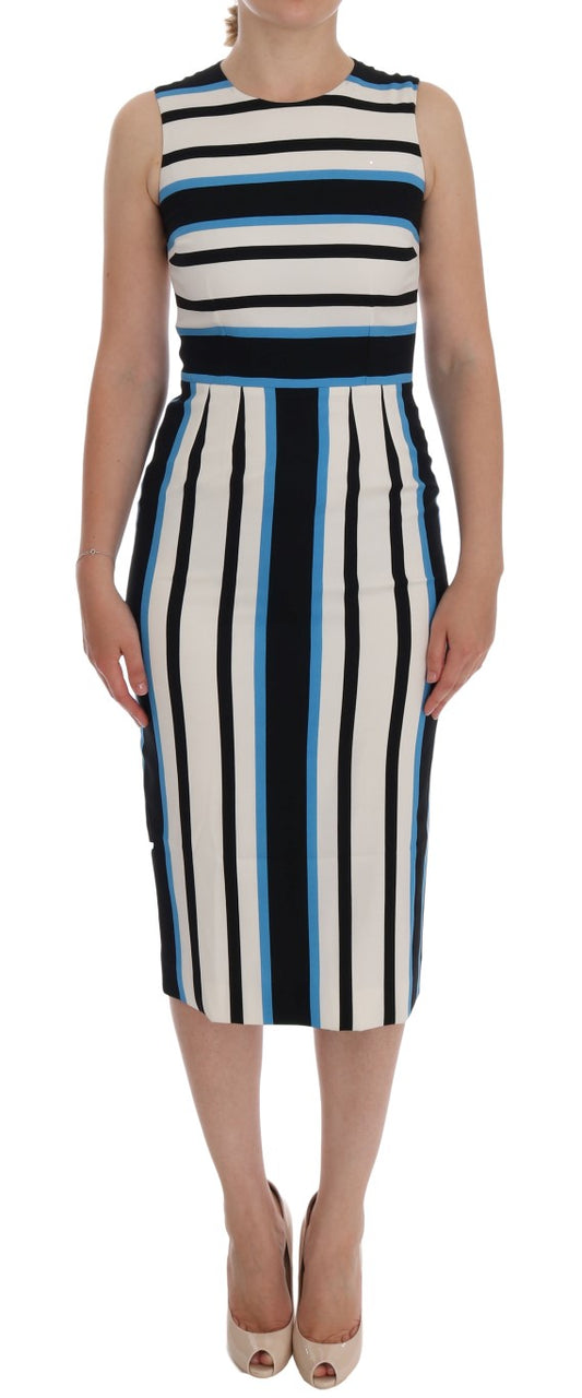 Dolce & Gabbana Chic Striped Silk Sheath Dress Dolce & Gabbana