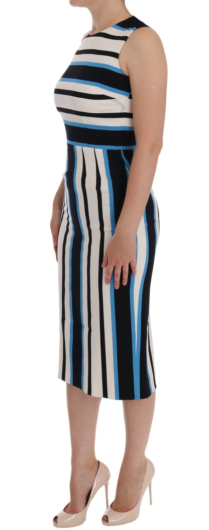 Dolce & Gabbana Chic Striped Silk Sheath Dress Dolce & Gabbana