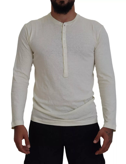 Dsquared² Beige Cotton Linen Long Sleeves Pullover Sweater Dsquared²