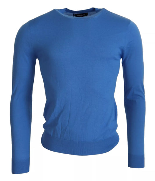 Dsquared² Blue Wool Long Sleeves Crewneck Pullover Sweater Dsquared²