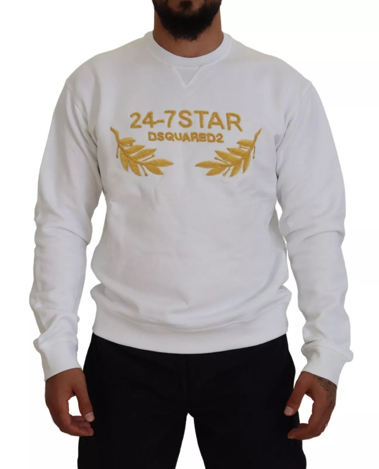 Dsquared² White Embroidered Crewneck Sweatshirt Sweater Dsquared²