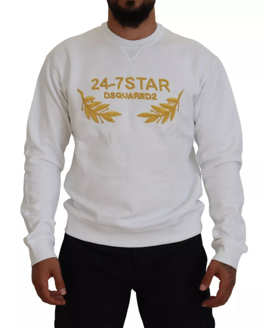 Dsquared² White Embroidered Crewneck Sweatshirt Sweater Dsquared²