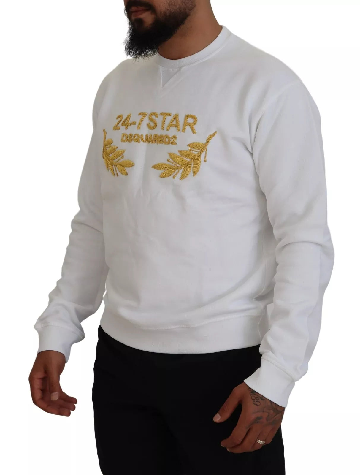 Dsquared² White Embroidered Crewneck Sweatshirt Sweater Dsquared²