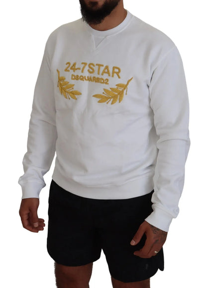 Dsquared² White Embroidered Crewneck Sweatshirt Sweater Dsquared²