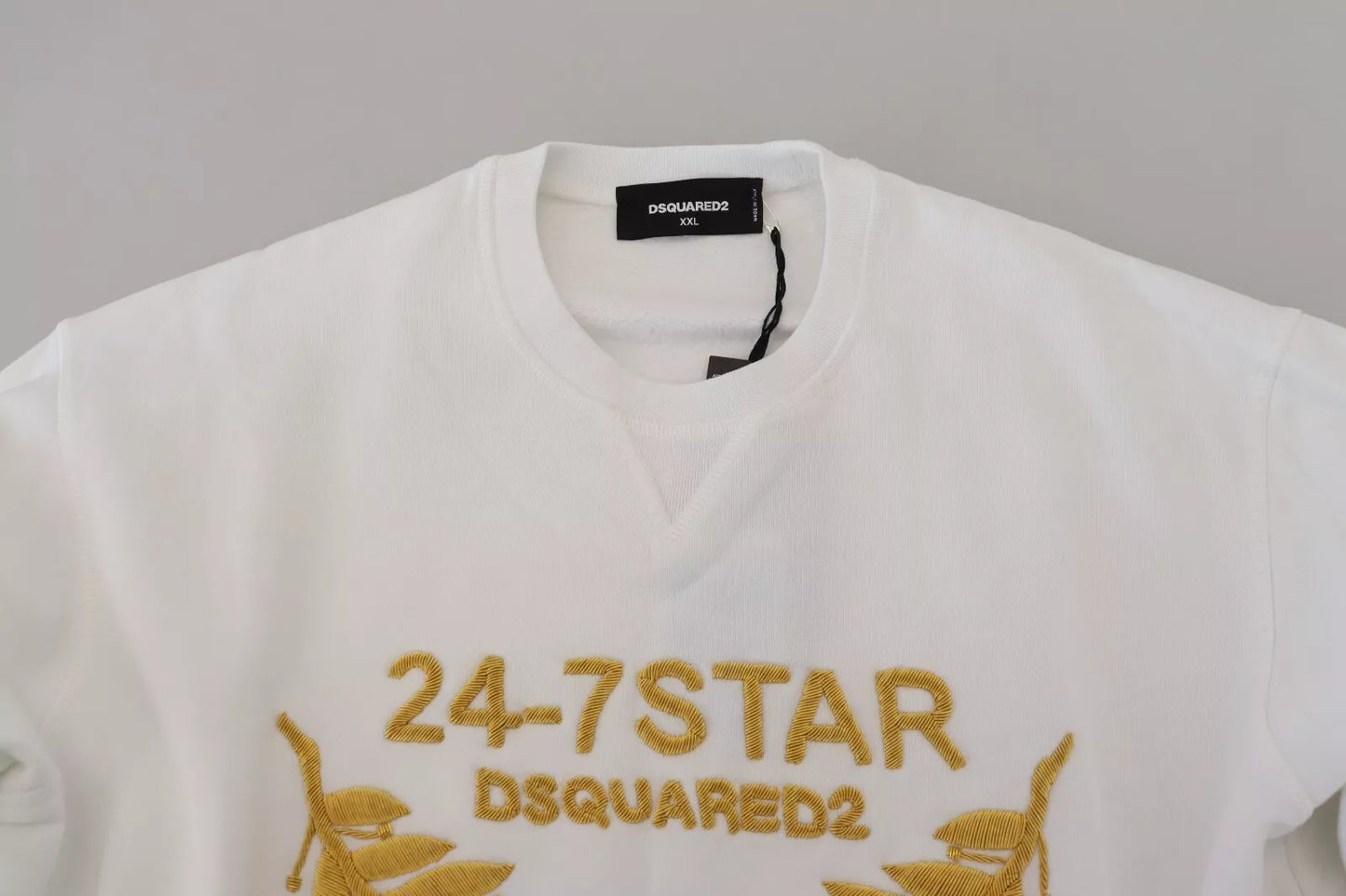 Dsquared² White Embroidered Crewneck Sweatshirt Sweater Dsquared²