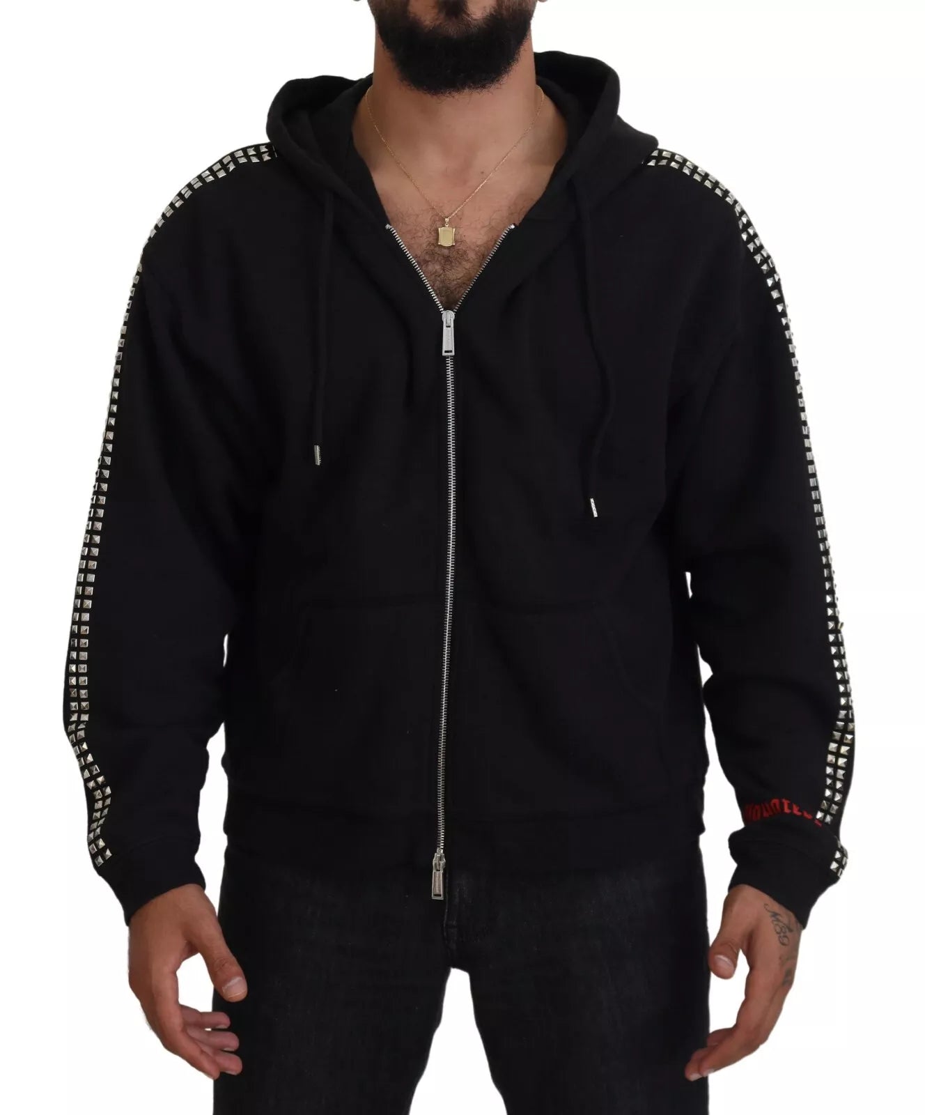 Dsquared² Black Embellished Full Zip Hooded Sweater Dsquared²