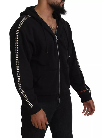 Dsquared² Black Embellished Full Zip Hooded Sweater Dsquared²