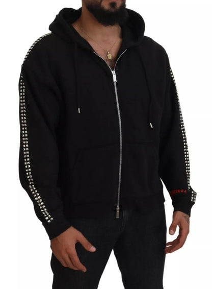 Dsquared² Black Embellished Full Zip Hooded Sweater Dsquared²