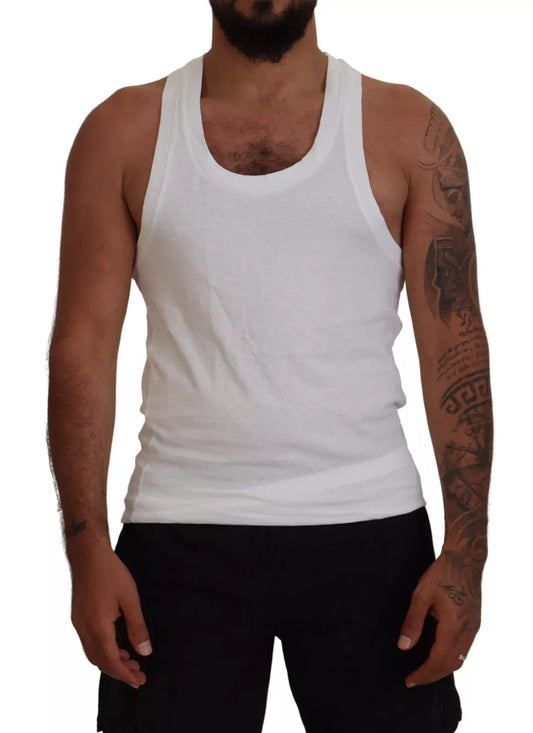 Dsquared² White Cotton Linen Sleeveless Tank T-shirt Dsquared²