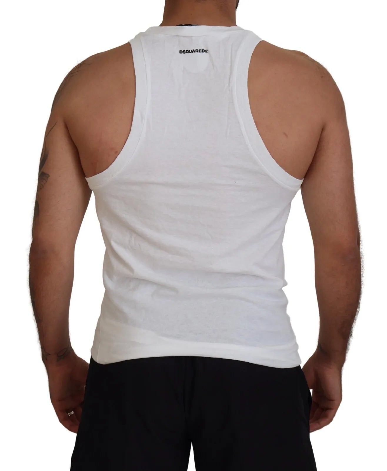 Dsquared² White Cotton Linen Sleeveless Tank T-shirt Dsquared²