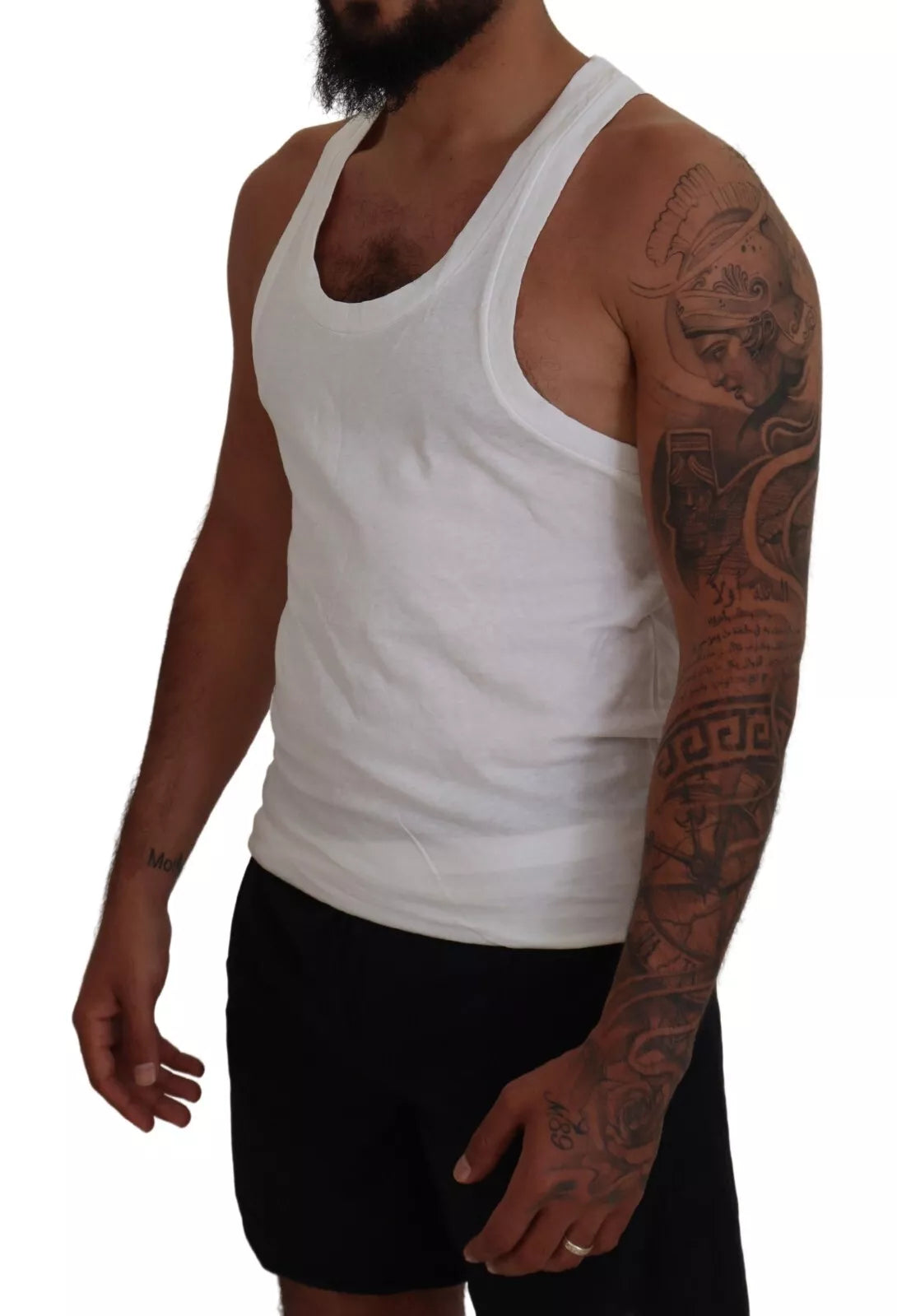 Dsquared² White Cotton Linen Sleeveless Tank T-shirt Dsquared²