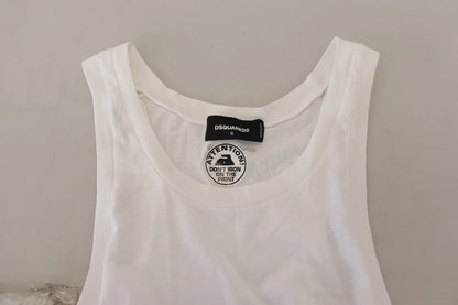 Dsquared² White Cotton Linen Sleeveless Tank T-shirt Dsquared²