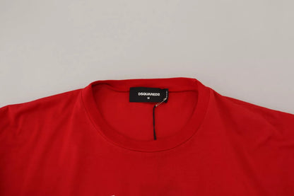 Dsquared² Red Printed Cotton Short Sleeves Crewneck T-shirt Dsquared²