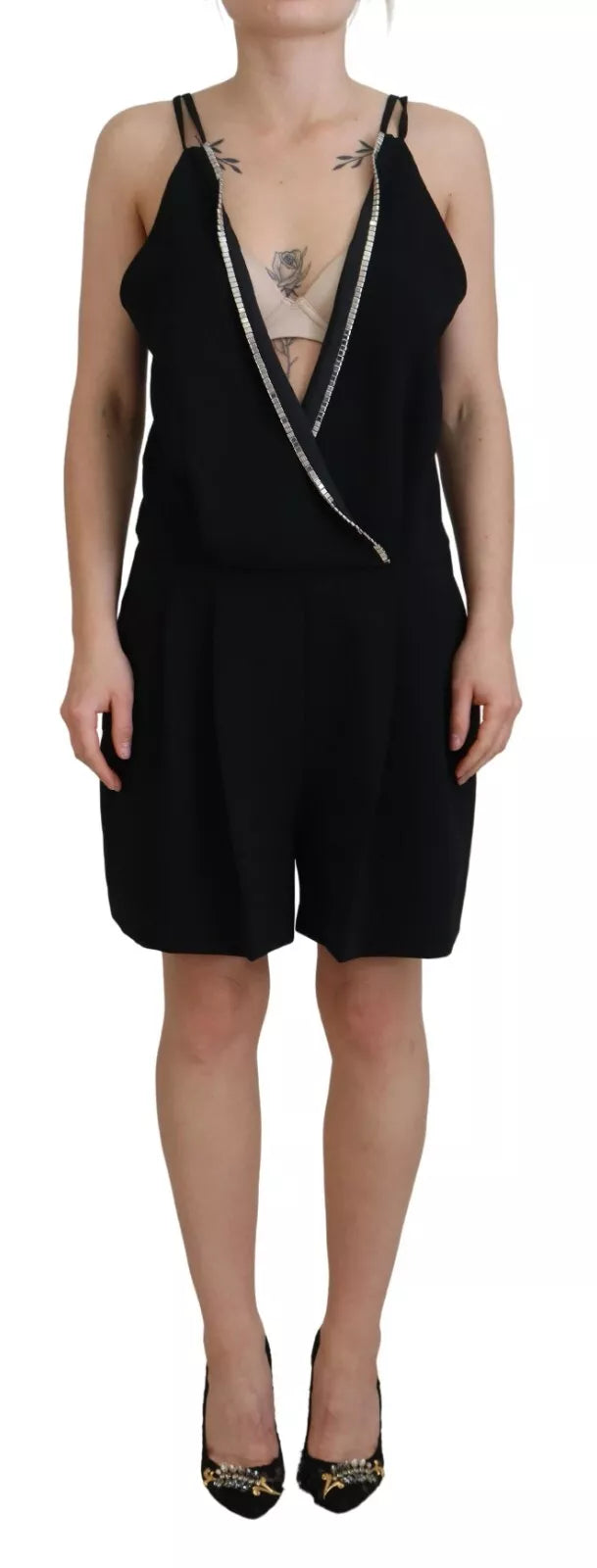 Dsquared² Black Embellished Sleeveless V-neck Jumpsuit Dress Dsquared²