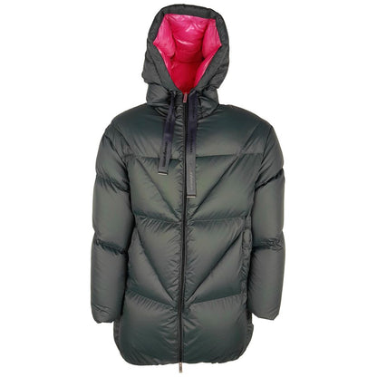 Centogrammi Elegant Fuchsia-Lined Grey Down Duvet Jacket Centogrammi