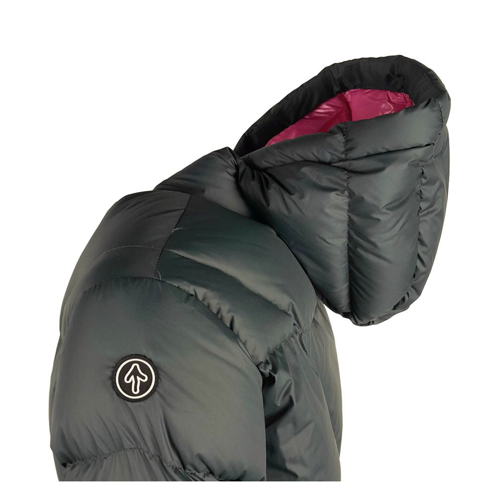 Centogrammi Elegant Fuchsia-Lined Grey Down Duvet Jacket Centogrammi