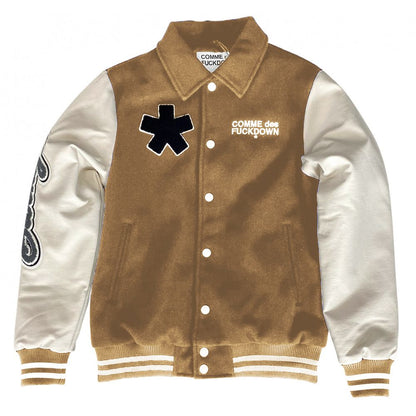 Comme Des Fuckdown Chic Cotton and Faux Leather Bomber Jacket Comme Des Fuckdown