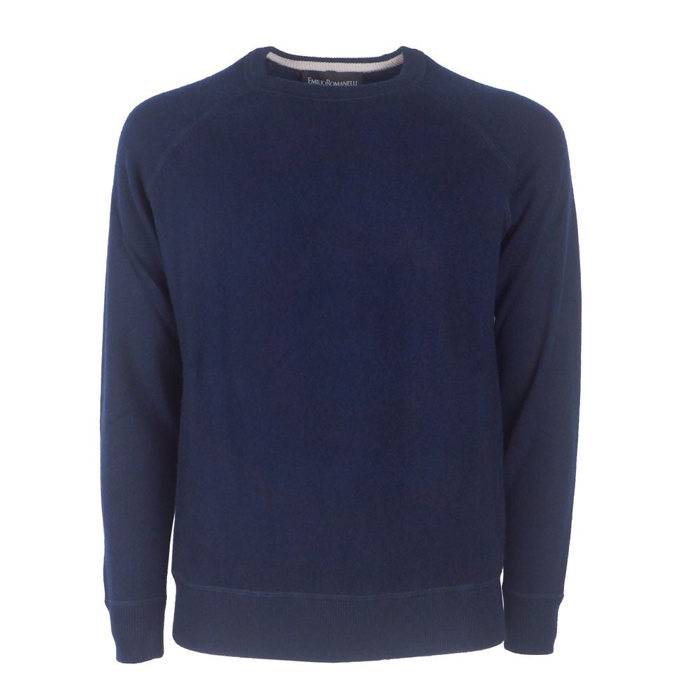 Emilio Romanelli Elegant Dark Blue Cashmere Sweater Emilio Romanelli