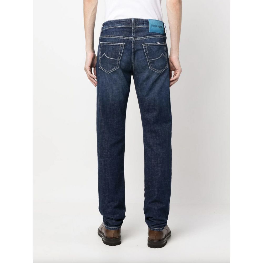 Jacob Cohen Exclusive Indigo Straight Leg Jeans with Bandana Detail Jacob Cohen