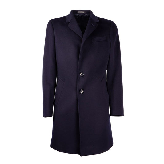 Made in Italy Elegant Dark Blue Wool Men's Coat Made in Italy