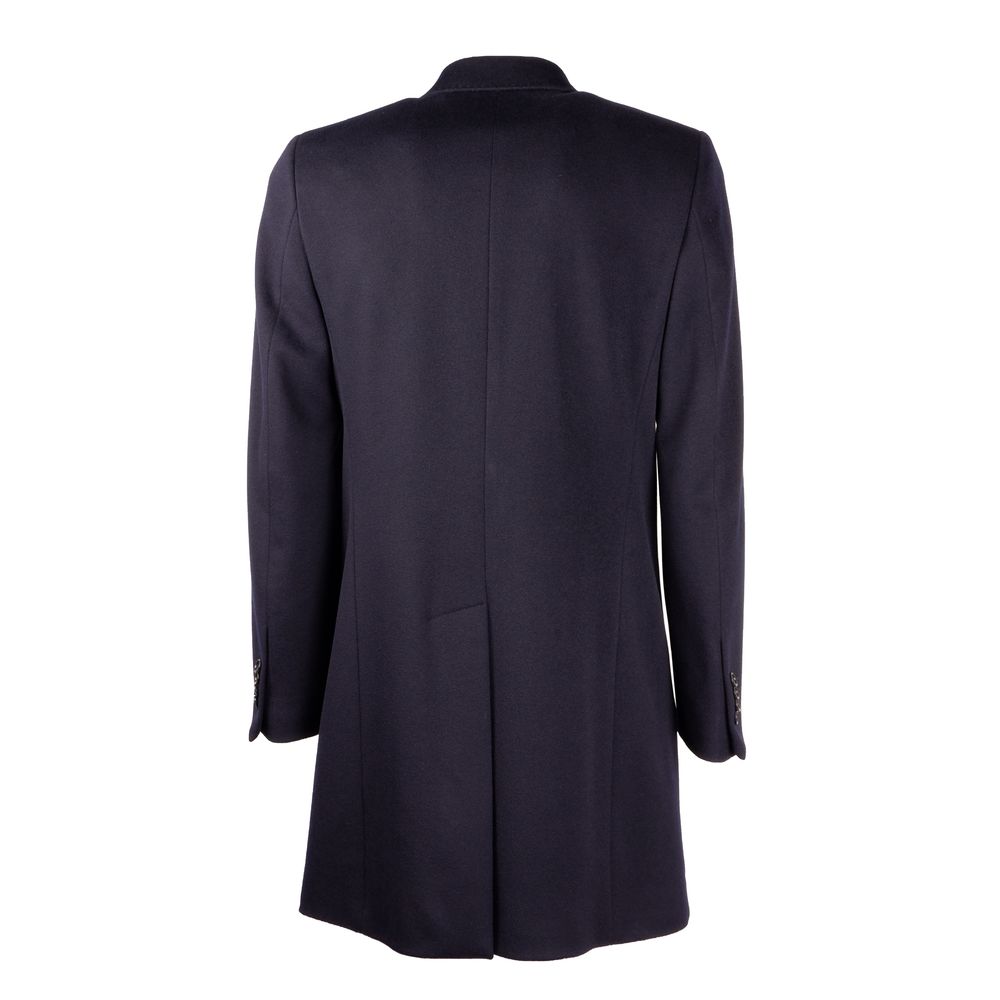 Made in Italy Elegant Dark Blue Wool Men's Coat Made in Italy