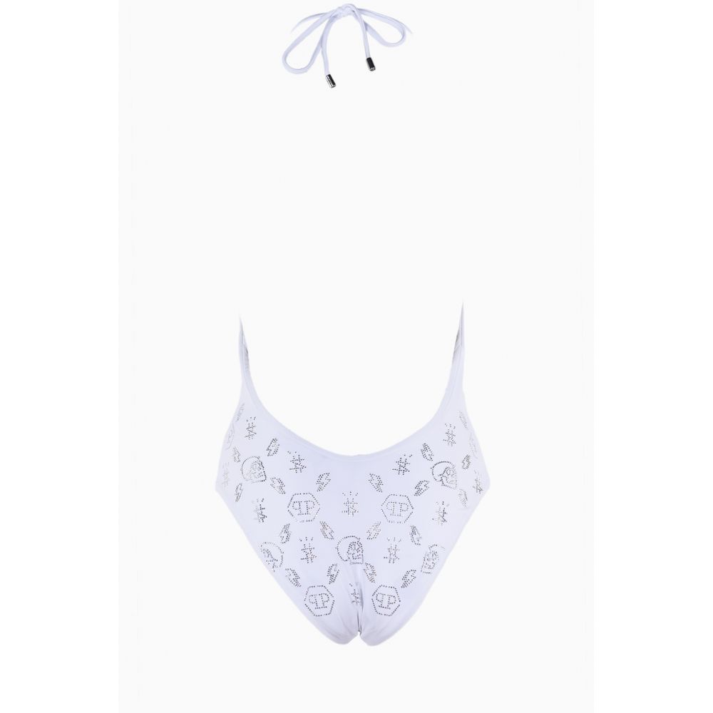 Philipp Plein White Rhinestone Embellished Swimsuit Philipp Plein