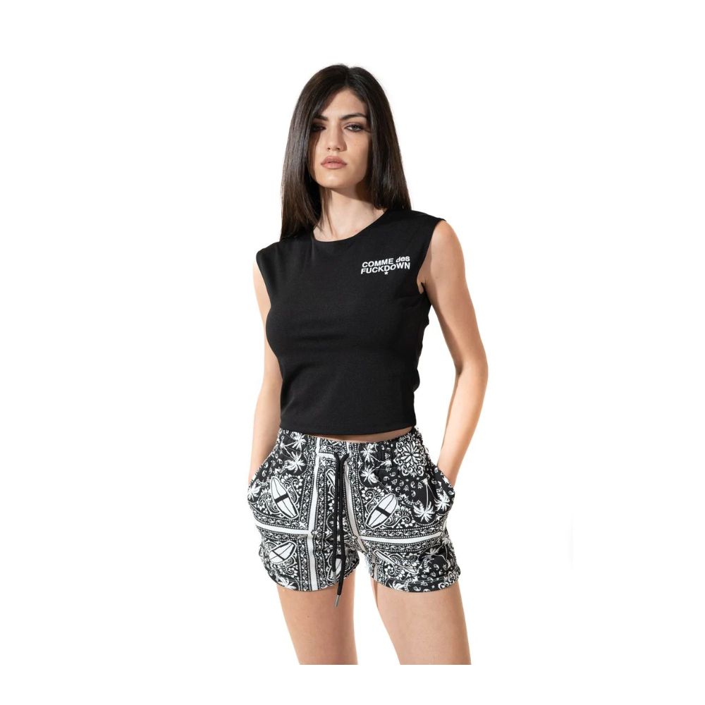 Comme Des Fuckdown Chic Monochrome Palms Cotton Shorts Comme Des Fuckdown