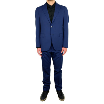 Aquascutum Elegant Blue Wool Blend Two-Piece Suit Aquascutum