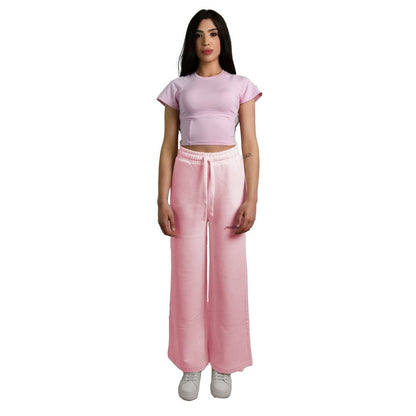 Hinnominate Chic Pink Palazzo Pants with Drawstring Hinnominate