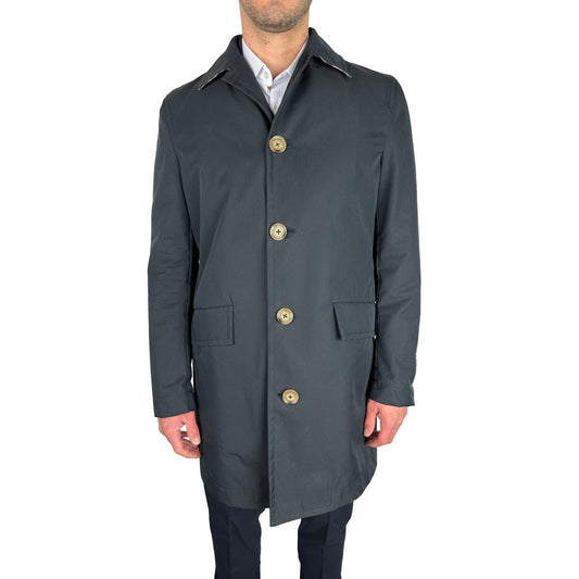 Aquascutum Elegant Navy Blue Single-Breasted Trench Coat Aquascutum