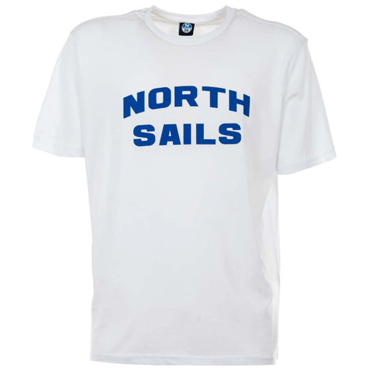 North Sails Elegant White Cotton Tee with Bold Blue Logo North Sails