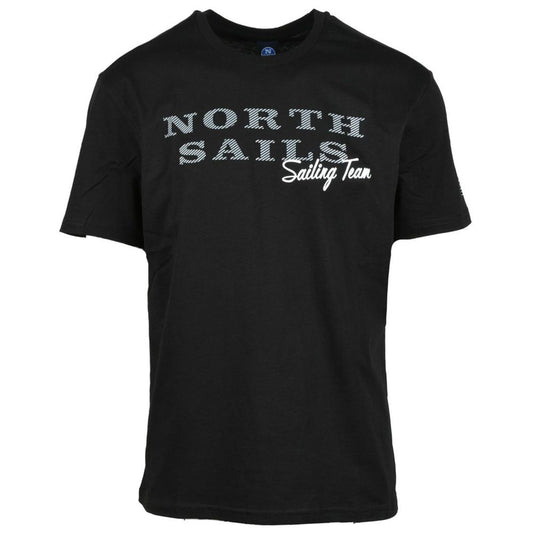 North Sails Embossed Logo Cotton Tee in Timeless Black North Sails