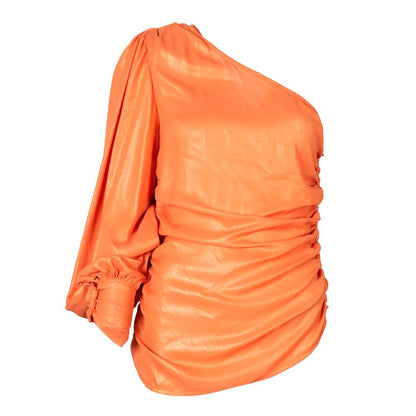 PINKO Chic Orange Laminated Blouse PINKO