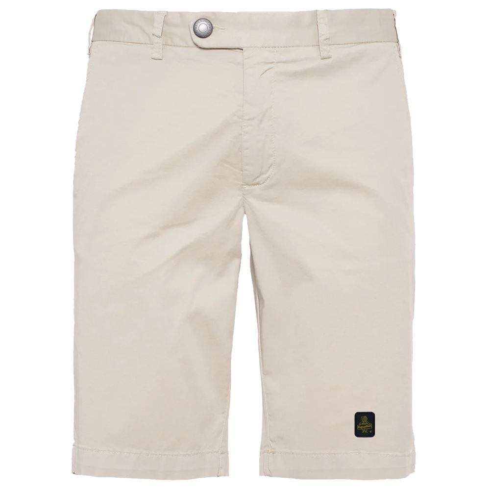 Refrigiwear Elegant Beige Bermuda Shorts with Logo Patch