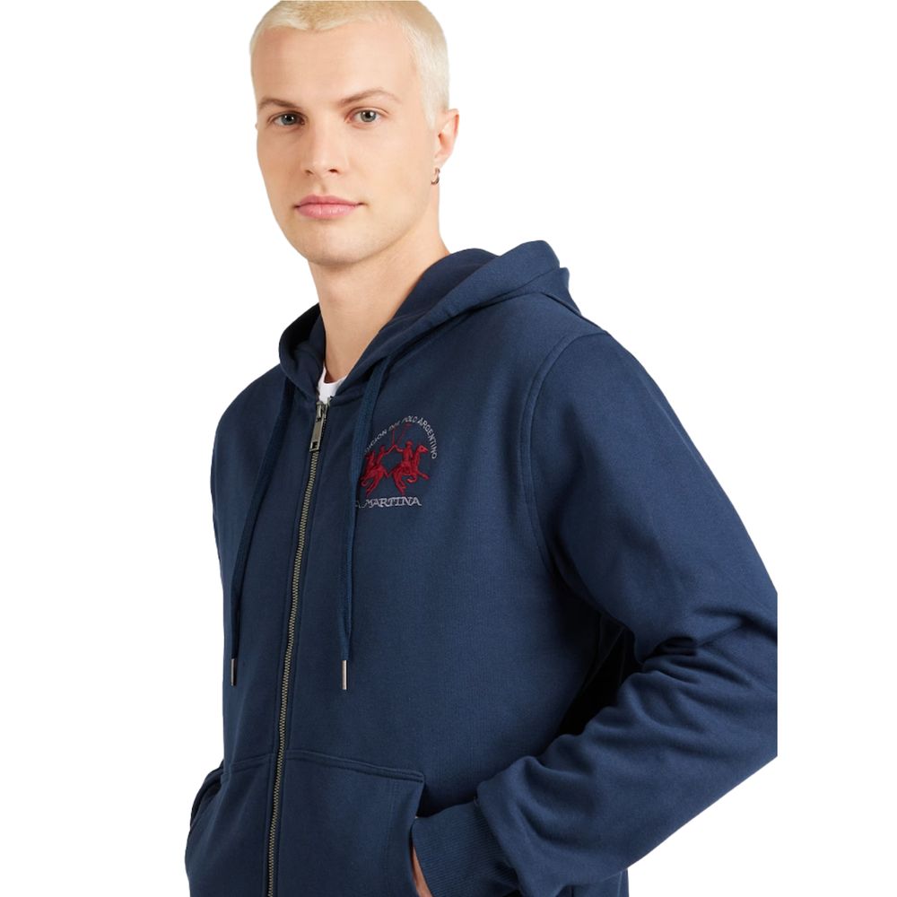 La Martina Elegant Full Zip Cotton Hoodie La Martina