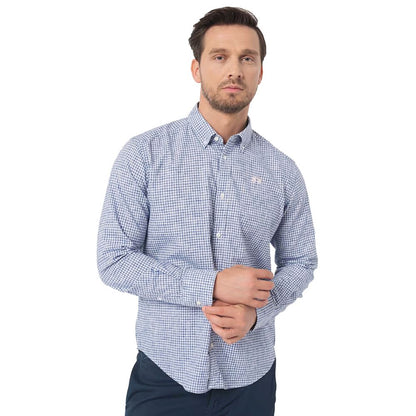 La Martina Elegant Checkered Cotton Shirt with Embroidered Logo La Martina