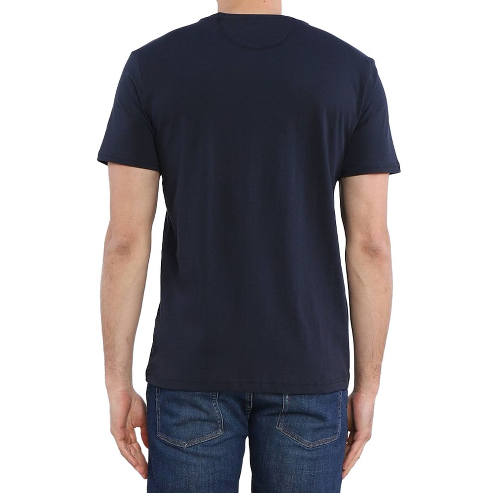 La Martina Crew Neck Graphic Jersey Tee - Refined Blue Cotton La Martina