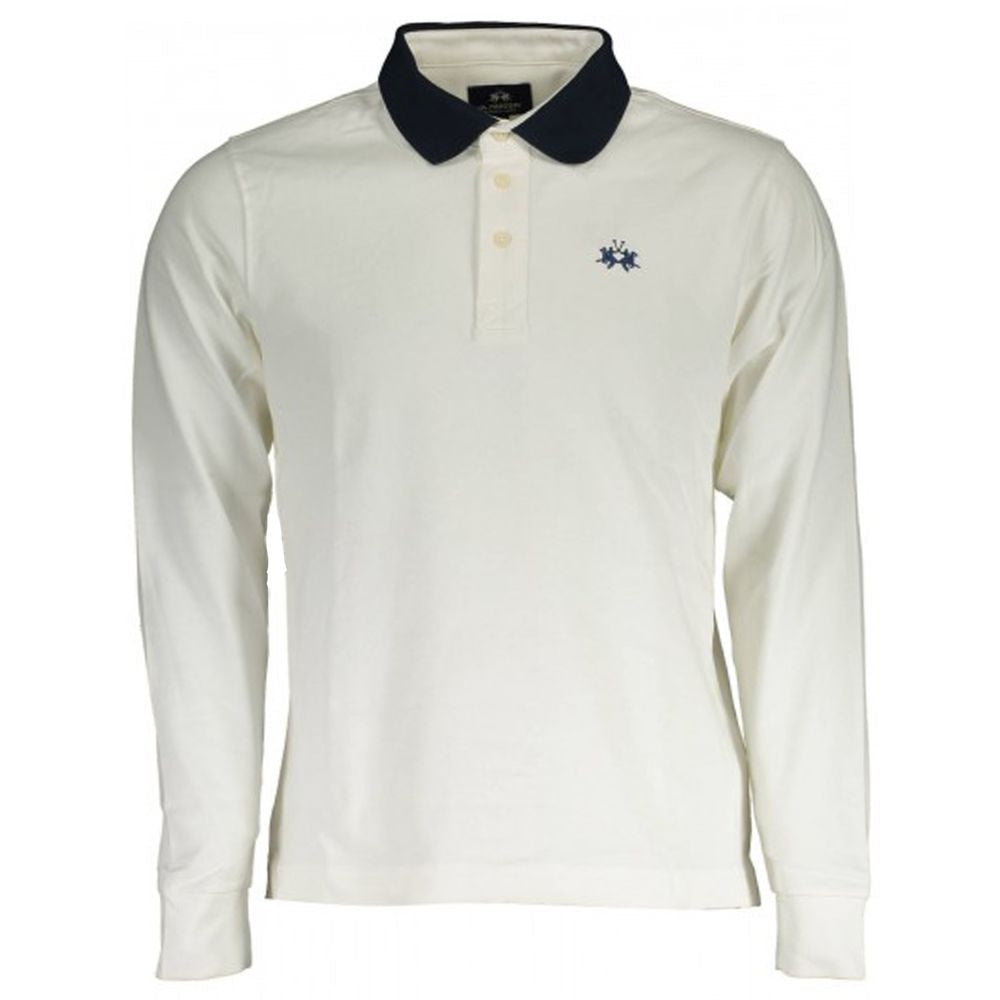 La Martina Elegant Embroidered White Jersey Polo Shirt La Martina