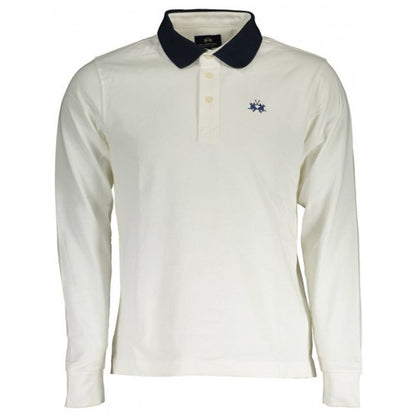 La Martina Elegant Embroidered White Jersey Polo Shirt La Martina