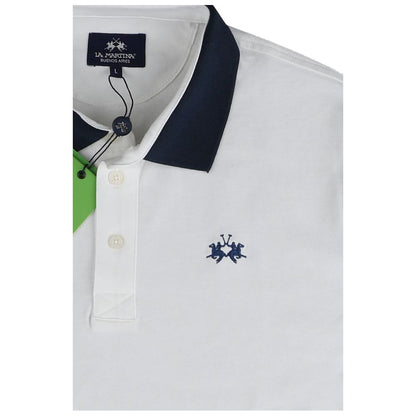 La Martina Elegant Embroidered White Jersey Polo Shirt La Martina