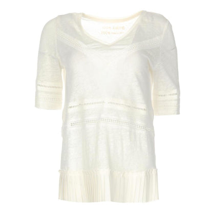 Patrizia Pepe Chic Linen Crochet Detail T-Shirt Patrizia Pepe